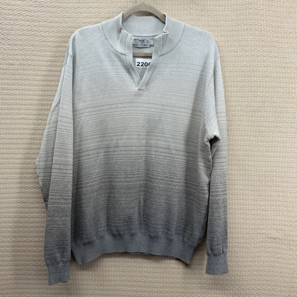 St. Croix Collections Mondo Uomo Men's Large Sweater Ombre Gray MADE IN‎ USA